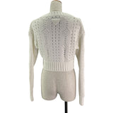 プラダ PRADA クロップドコットンニットシャツ P24R1I ホワイト コットン レディース ニット