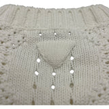 プラダ PRADA クロップドコットンニットシャツ P24R1I ホワイト コットン レディース ニット