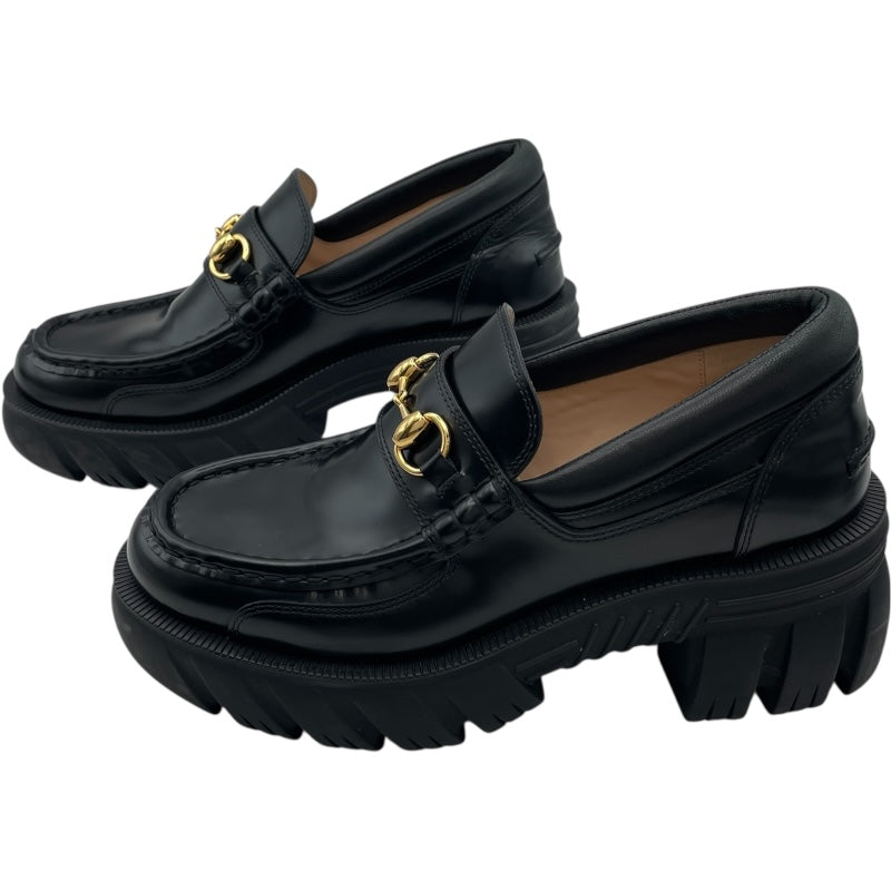 グッチ GUCCI ホースビットログソール ローファー 656869 ブラック レザー レディース ローファー