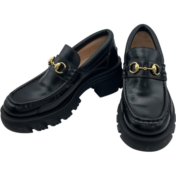 グッチ GUCCI ホースビットログソール ローファー 656869 ブラック レザー レディース ローファー