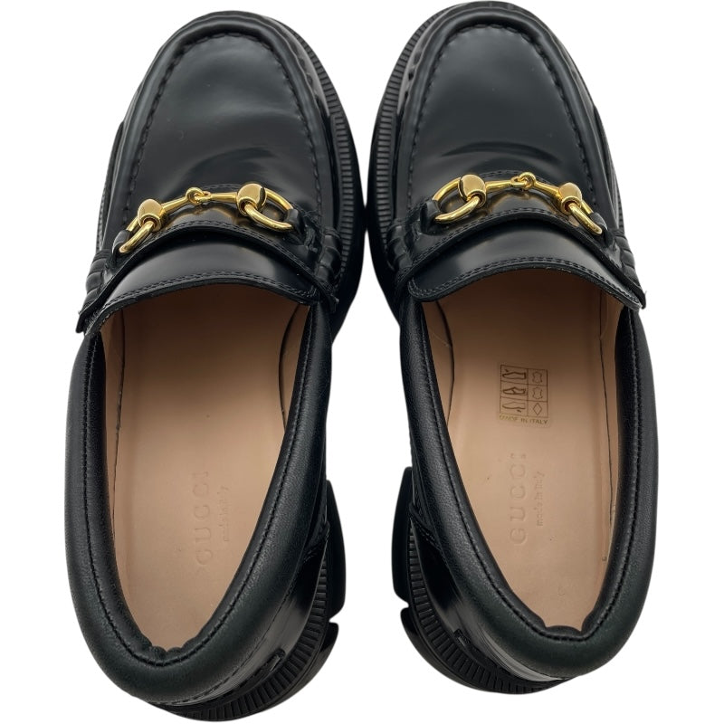 グッチ GUCCI ホースビットログソール ローファー 656869 ブラック レザー レディース ローファー