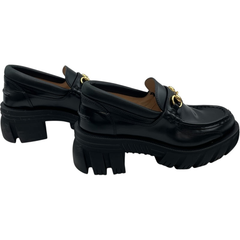 グッチ GUCCI ホースビットログソール ローファー 656869 ブラック レザー レディース ローファー