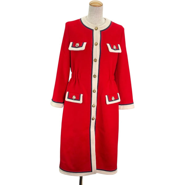 グッチ GUCCI ノーカラーロングコート 569221 レッド 羊毛 レディース その他アウター