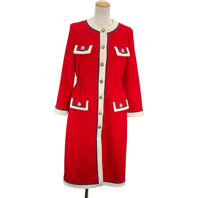 グッチ GUCCI ノーカラーロングコート 569221 レッド 羊毛 レディース その他アウター