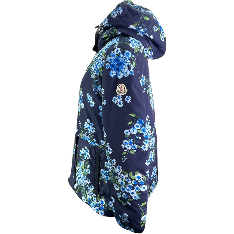 モンクレール MONCLER RAIEF 花柄ライトダウンジャケット D10934630705 ネイビー ポリエステル レディース ダウンジャケット