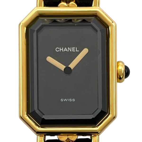 シャネル CHANEL プルミエール S H0001 ブラック GP クオーツ レディース 腕時計