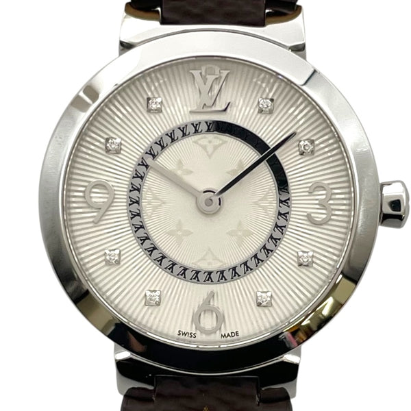ルイ・ヴィトン LOUIS VUITTON タンブール スリム Q12MG ホワイト SS クオーツ レディース 腕時計