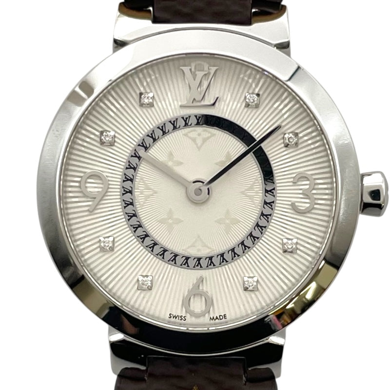 ルイ・ヴィトン LOUIS VUITTON タンブール スリム Q12MG ホワイト SS クオーツ レディース 腕時計