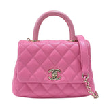 シャネル CHANEL ココハンドルXXS AS2215 ピンク ゴールド金具 キャビアスキン リザード レディース ハンドバッグ ショルダーバッグ