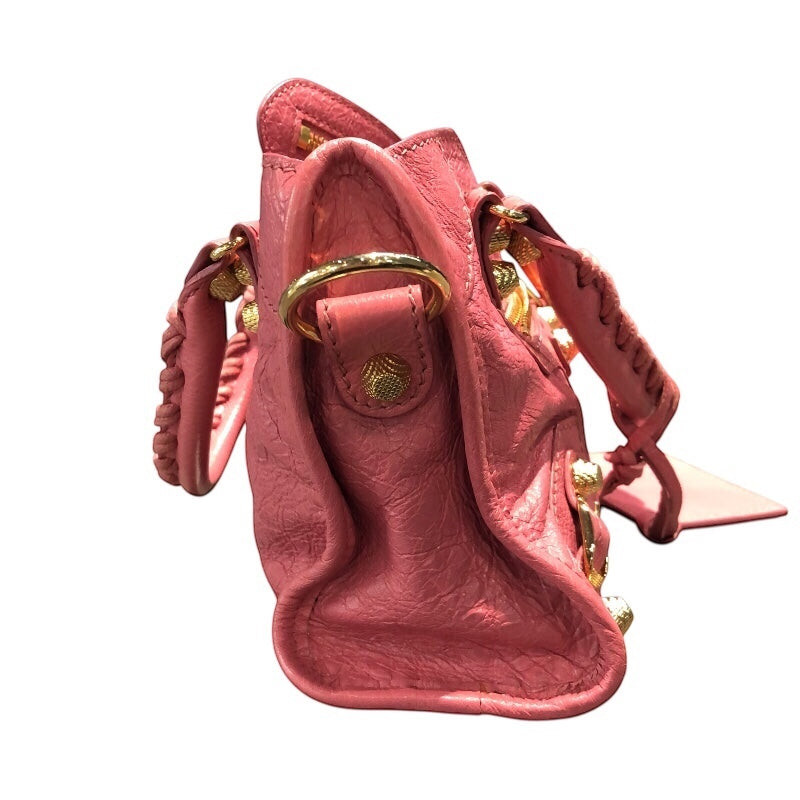 バレンシアガ BALENCIAGA ザ・ジャイアント ミニシティ 309544 ピンク ゴールド金具 レザー レディース ショルダーバッグ