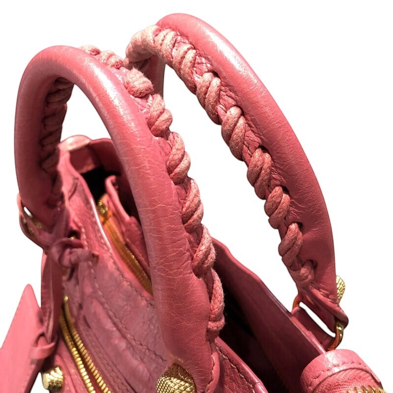 バレンシアガ BALENCIAGA ザ・ジャイアント ミニシティ 309544 ピンク ゴールド金具 レザー レディース ショルダーバッグ