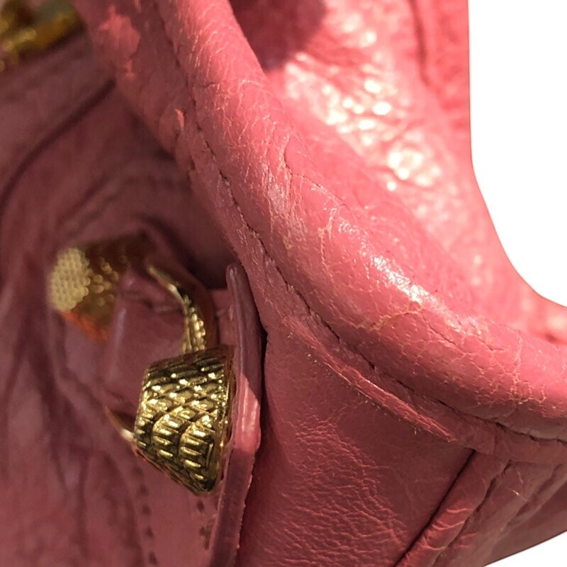 バレンシアガ BALENCIAGA ザ・ジャイアント ミニシティ 309544 ピンク ゴールド金具 レザー レディース ショルダーバッグ