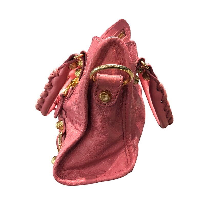 バレンシアガ BALENCIAGA ザ・ジャイアント ミニシティ 309544 ピンク ゴールド金具 レザー レディース ショルダーバッグ