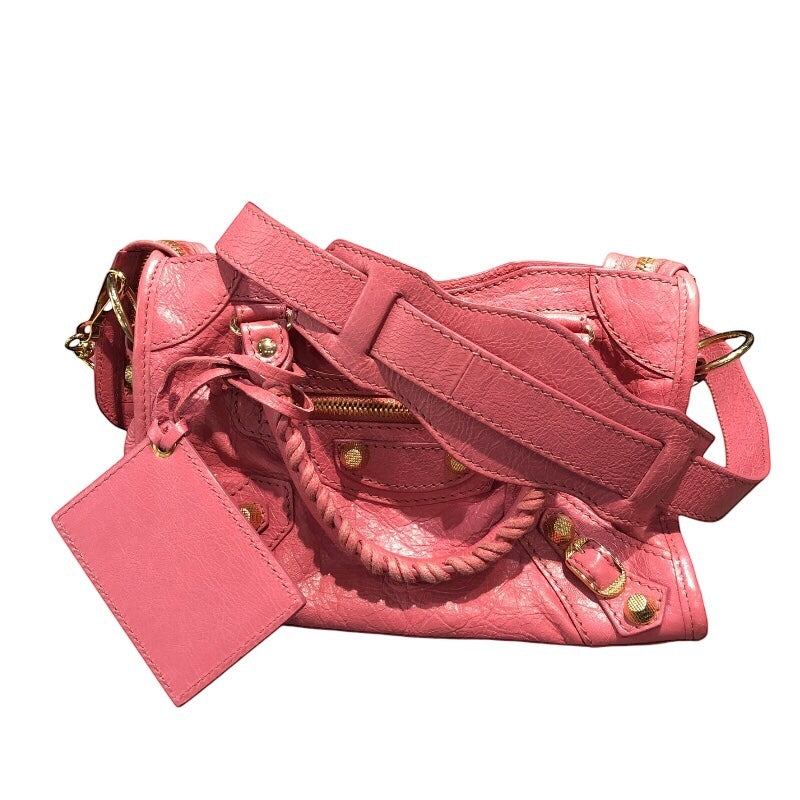 バレンシアガ BALENCIAGA ザ・ジャイアント ミニシティ 309544 ピンク ゴールド金具 レザー レディース ショルダーバッグ