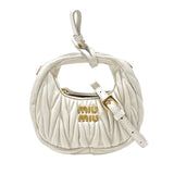 ミュウミュウ miu miu ワンダー マテラッセレザー ホーボーバッグ 5NR019 ホワイト ナッパレザー レディース ショルダーバッグ ポシェット