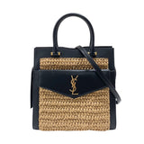 サンローラン SAINT LAURENT アップタウンスモール 561203 ナチュラル×ブラック ラフィア レディース ハンドバッグ ショルダーバッグ