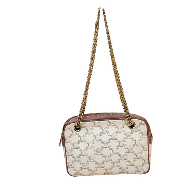セリーヌ CELINE スモールパタパン ホワイト･タン/ゴールド金具 トリオンフキャンバス レディース ショルダーバッグ