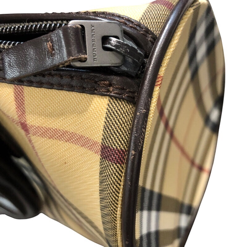 バーバリーロンドン BURBERRY LONDON スモールボストンバッグ ベージュ PVCキャンパス レディース ハンドバッグ