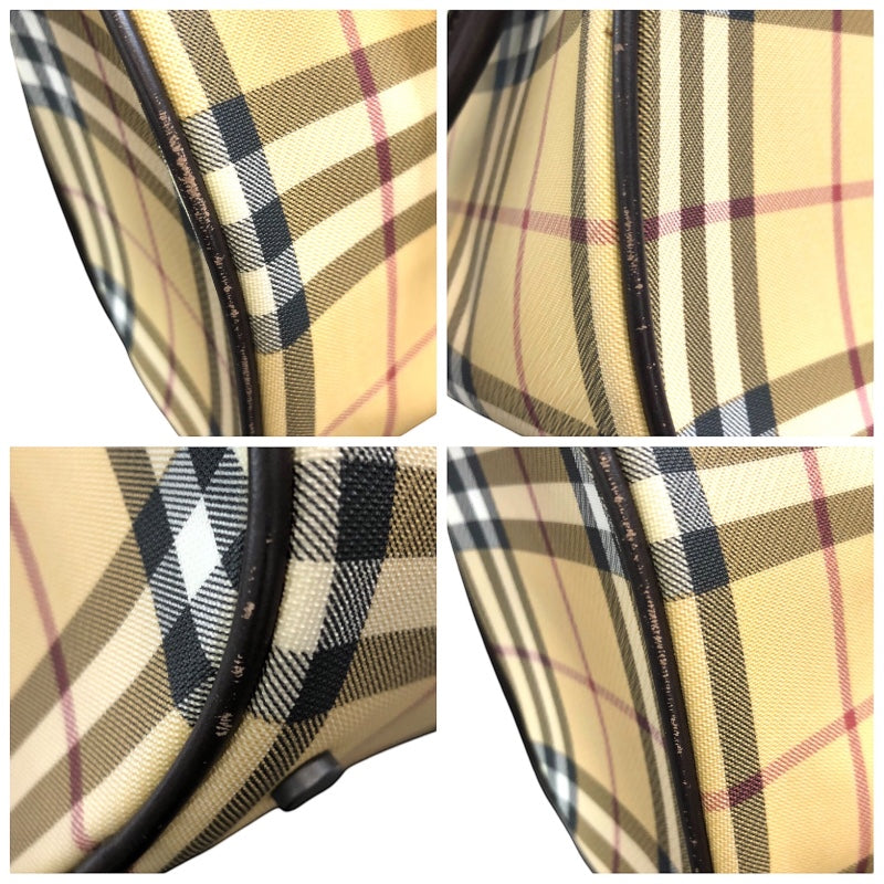 バーバリーロンドン BURBERRY LONDON スモールボストンバッグ ベージュ PVCキャンパス レディース ハンドバッグ