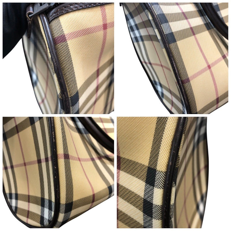 バーバリーロンドン BURBERRY LONDON スモールボストンバッグ ベージュ PVCキャンパス レディース ハンドバッグ