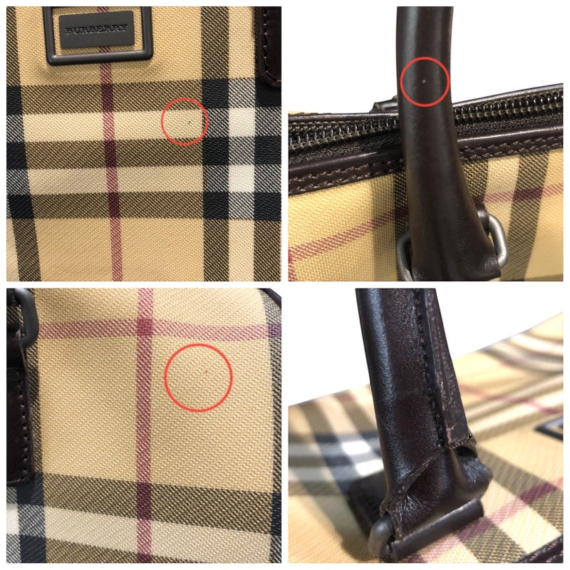 バーバリーロンドン BURBERRY LONDON スモールボストンバッグ ベージュ PVCキャンパス レディース ハンドバッグ