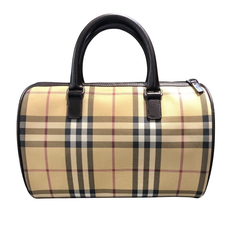 バーバリーロンドン BURBERRY LONDON スモールボストンバッグ ベージュ PVCキャンパス レディース ハンドバッグ