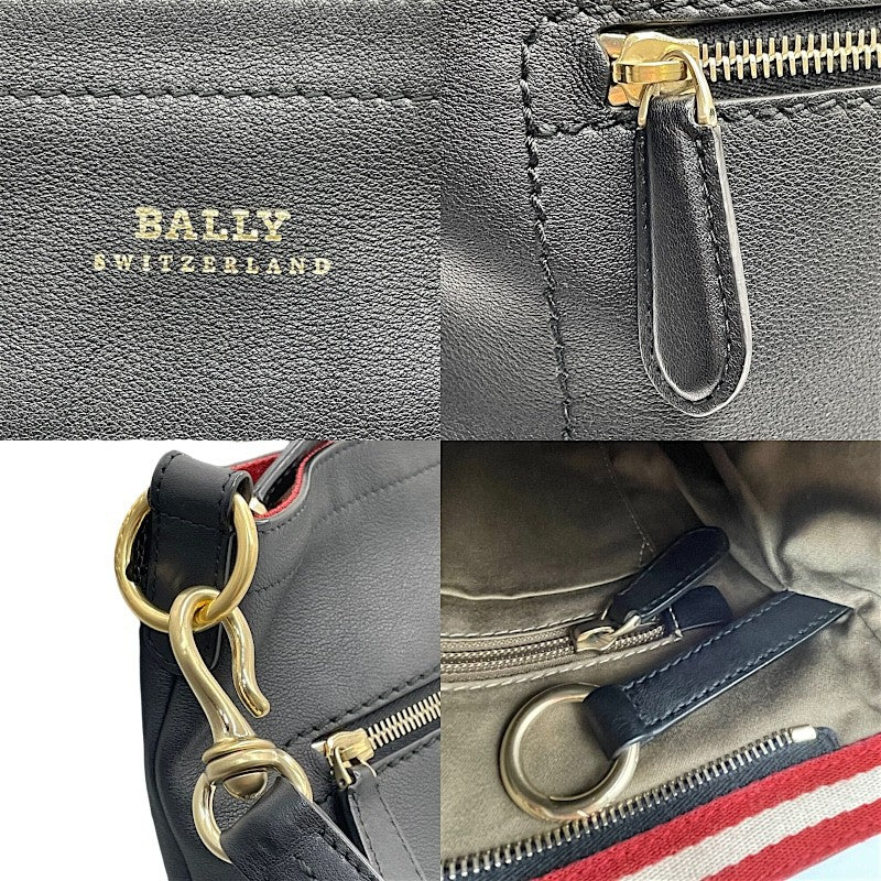 バリー BALLY ショルダーバッグ ブラック×GD金具 レザー レディース