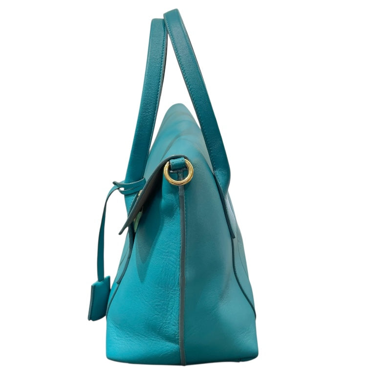 サルヴァトーレ・フェラガモ Salvatore Ferragamo ガンチーニ ハンドバッグ 21D941 ターコイズブルー レザー レディース ハンドバッグ