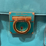 サルヴァトーレ・フェラガモ Salvatore Ferragamo ガンチーニ ハンドバッグ 21D941 ターコイズブルー レザー レディース ハンドバッグ