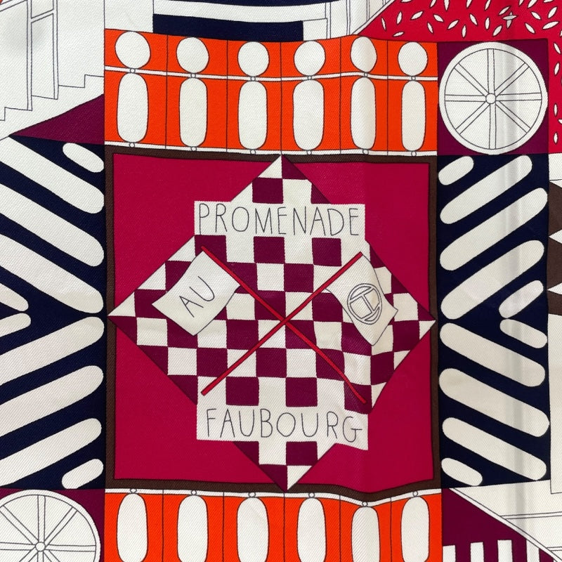 エルメス HERMES カレ90 　PRO MENADE AU FAUBO URG マルチカラー シルク ユニセックス スカーフ