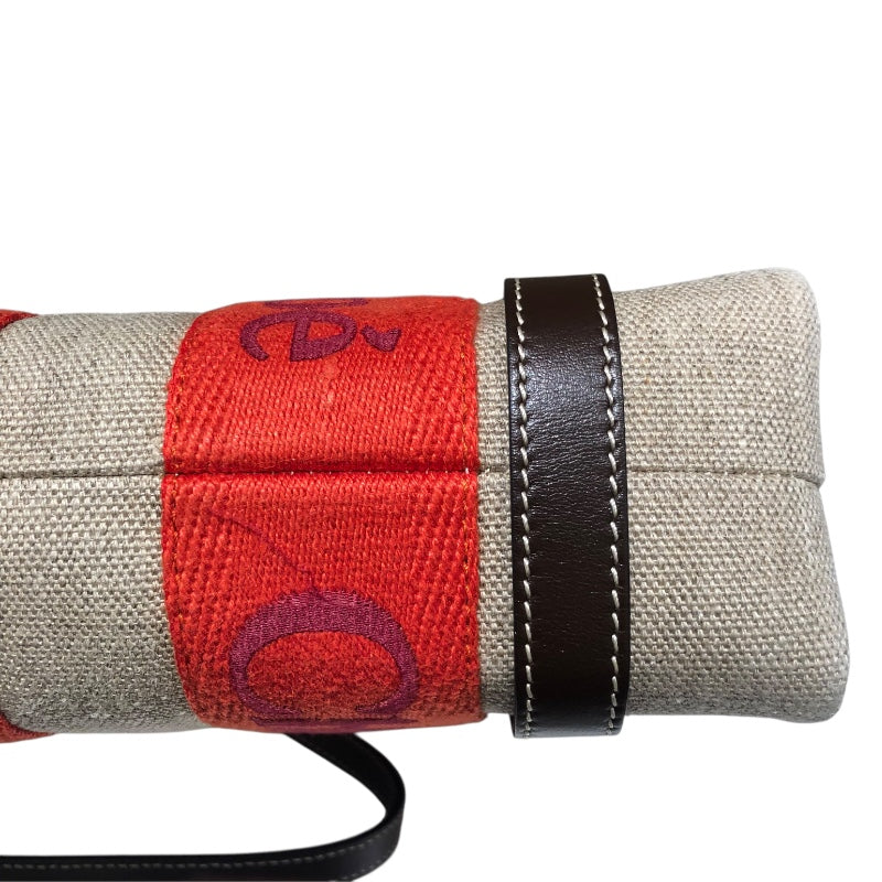 クロエ Chloe ウッディスモールトート ベージュ・レッド リネン レディース ハンドバッグ