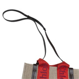 クロエ Chloe ウッディスモールトート ベージュ・レッド リネン レディース ハンドバッグ