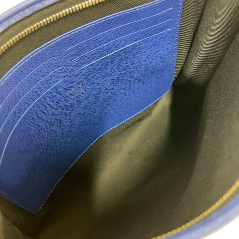 ルイ・ヴィトン LOUIS VUITTON ポシェット・ヴォワヤージュMM M30575 コバルト　シルバー金具 タイガ ユニセックス クラッチバッグ