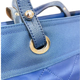 シャネル CHANEL パリビアリッツトートMM A34209 15番台 ネイビー　SV金具 コーティングキャンバス レディース ハンドバッグ