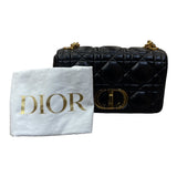 クリスチャン・ディオール Christian Dior ディオール カロ ミディアム ブラック ゴールド金具 カーフ レディース ショルダーバッグ