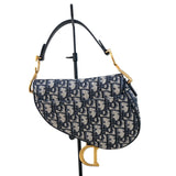 クリスチャン・ディオール Christian Dior サドルバッグ ミニ ネイビー トロッター/ジャガード レディース ハンドバッグ