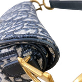 クリスチャン・ディオール Christian Dior サドルバッグ ミニ ネイビー トロッター/ジャガード レディース ハンドバッグ