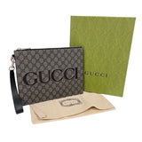 グッチ GUCCI GGスプリームクラッチバッグ 768374 ブラック　シルバー金具 GGスプリーム ユニセックス クラッチバッグ