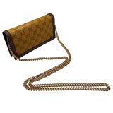 グッチ GUCCI チェーンウォレット　adidasコラボ 628192 イエロー ゴールド金具 クリスタルGG メンズ 長財布