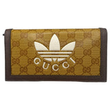 グッチ GUCCI チェーンウォレット　adidasコラボ 628192 イエロー ゴールド金具 クリスタルGG メンズ 長財布