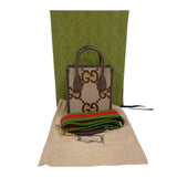 グッチ GUCCI ジャンボGGミニトートバッグ 699406 ブラウン ゴールド金具 GGキャンバス・レザー レディース トートバッグ