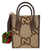 グッチ GUCCI ジャンボGGミニトートバッグ 699406 ブラウン ゴールド金具 GGキャンバス・レザー レディース トートバッグ