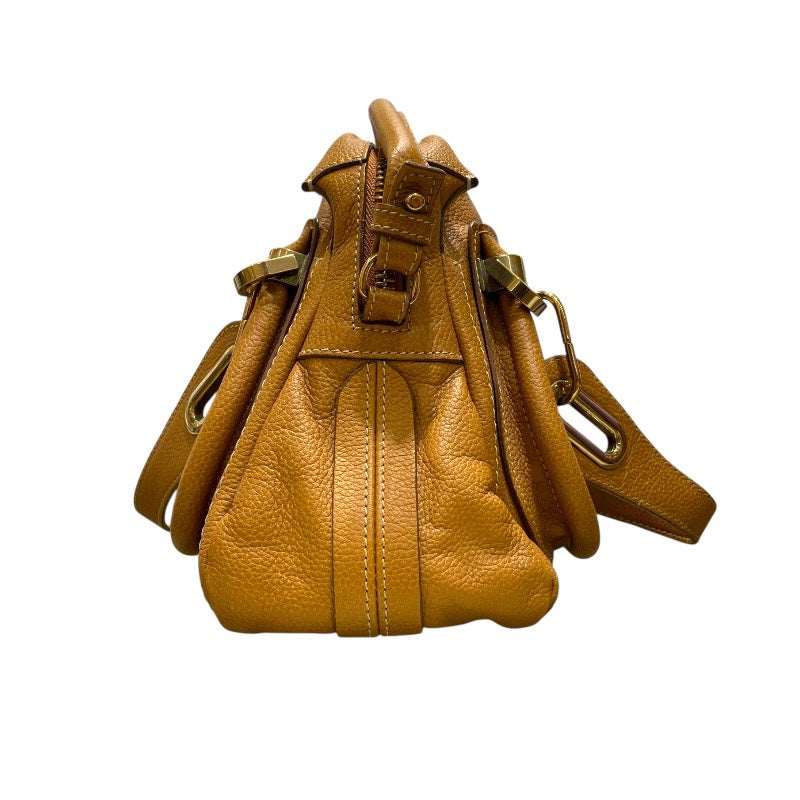 ★良品★クロエ パラティ 本革 ハンドバッグ ブラウン シボ革 カード付き Chloe クロエ レザー パラティ トート ハンドバッグ ブラウン系