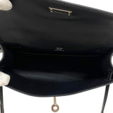 エルメス HERMES ポシェットケリー W刻 ブラック シルバー金具 スイフト レディース ハンドバッグ