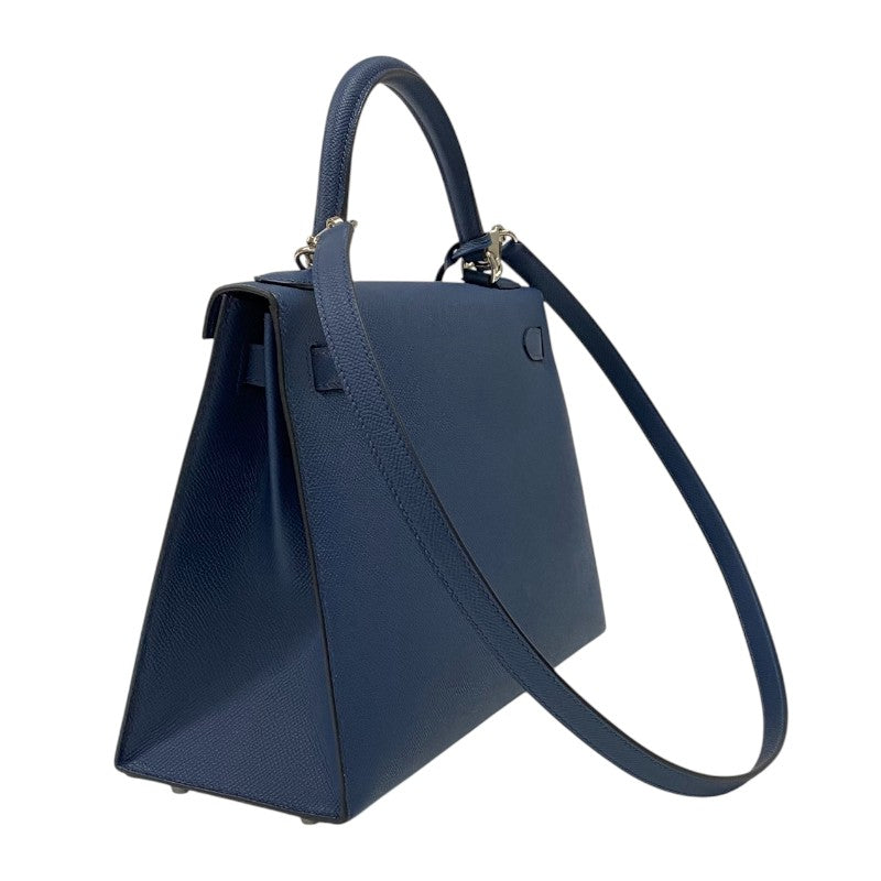 エルメス HERMES ケリー28 外縫い B刻 ブルーネイビー シルバー金具 エプソン レディース ハンドバッグ ショルダーバッグ