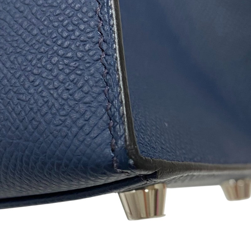 エルメス HERMES ケリー28 外縫い B刻 ブルーネイビー シルバー金具 エプソン レディース ハンドバッグ ショルダーバッグ