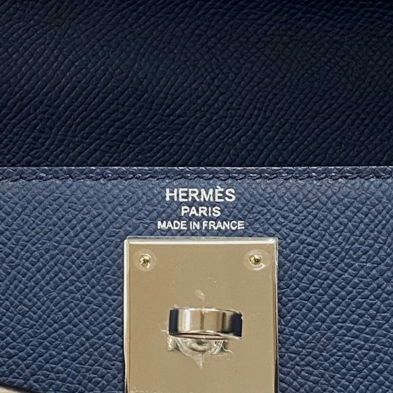 エルメス HERMES ケリー28 外縫い B刻 ブルーネイビー シルバー金具 エプソン レディース ハンドバッグ ショルダーバッグ