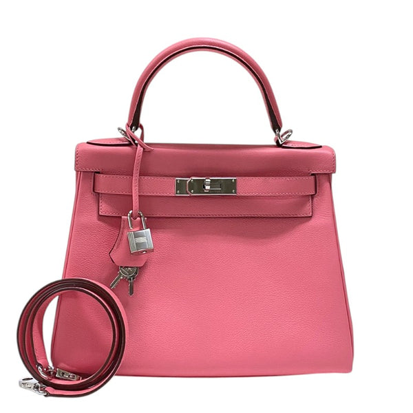 エルメス HERMES ケリー28 内縫い D刻 ローズアザレ×ヴェールボスフォール エバーカラー レディース ハンドバッグ ショルダーバッグ