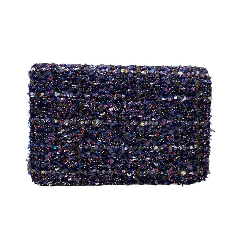 シャネル CHANEL ツイードチェーンウォレット ネイビー ゴールド金具 レディース ショルダーバッグ