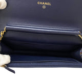 シャネル CHANEL ツイードチェーンウォレット ネイビー ゴールド金具 レディース ショルダーバッグ